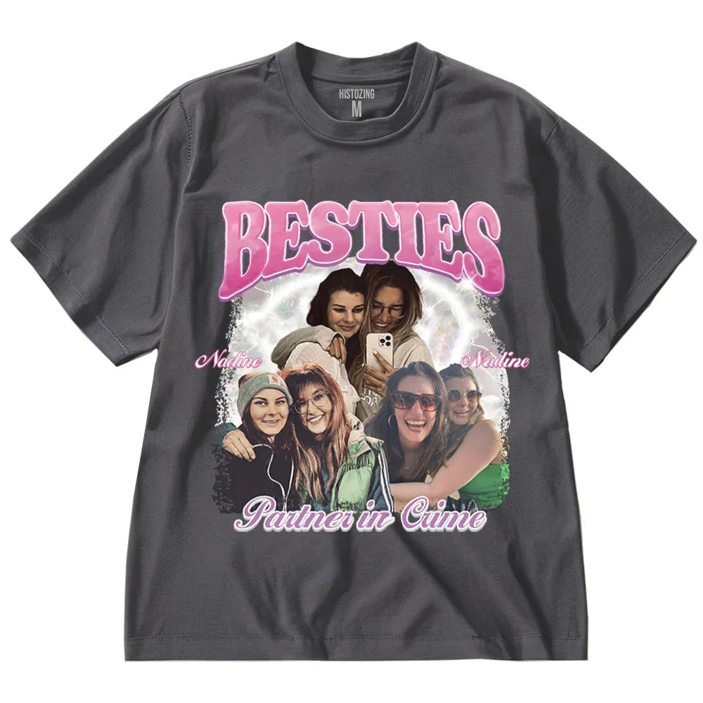 "BESTIE CRIME" Handcraft Tee - Histozing