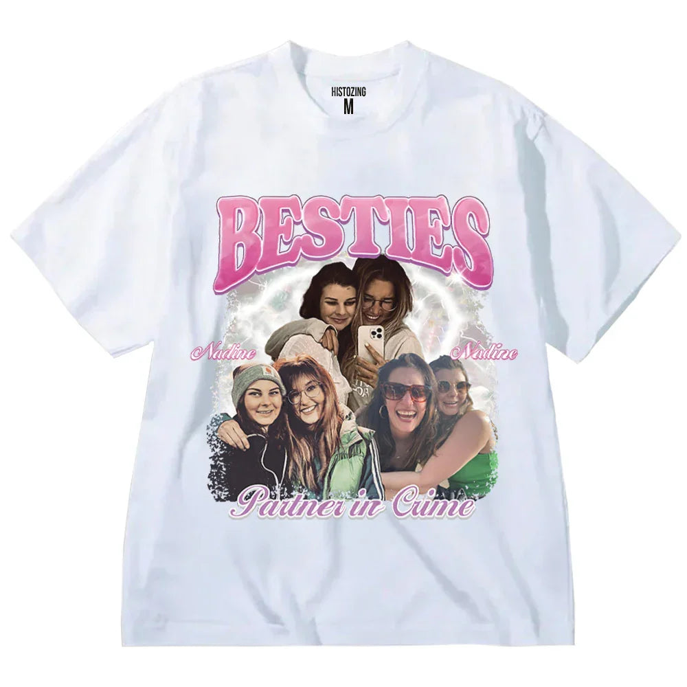 "BESTIE CRIME" Handcraft Tee - Histozing