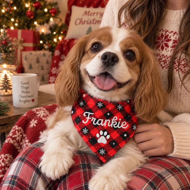 Striped Pet Christmas Handcraft Bandana