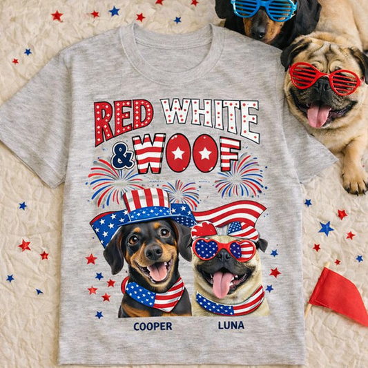 "RED WHITE & WOOF" Handcraft Tee