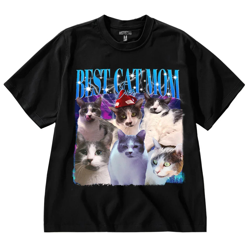 "Best Cat Mom Ever" Handcraft Tee - Histozing