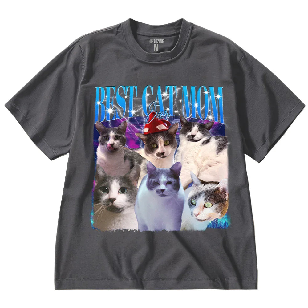 "Best Cat Mom Ever" Handcraft Tee - Histozing