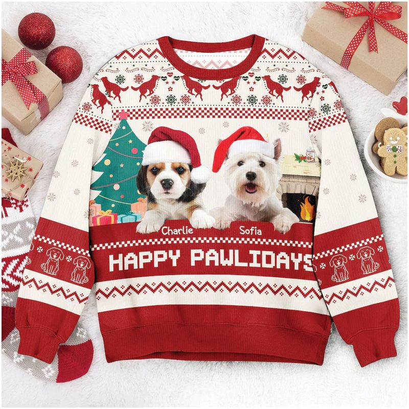 "Happy Pawlidays" Handcraft Sweater