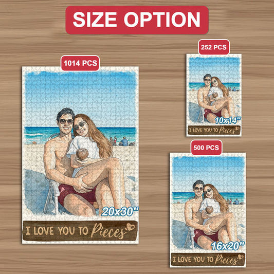 Custom Watercolor Puzzle - I Love You to Pieces - Photo Upload - Photo Transform Watercolor Art