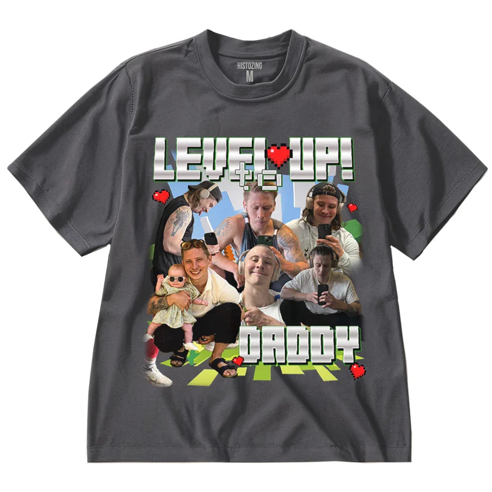 "Level up to Daddy" Handcraft Tee - Histozing