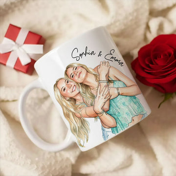 Water Color Mug Besties Sister Gift