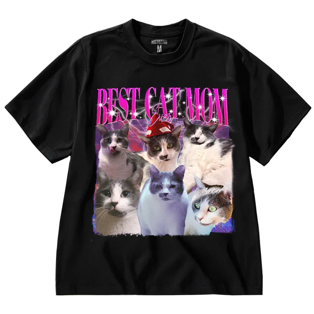 "Best Cat Mom Ever" Handcraft Tee - Histozing
