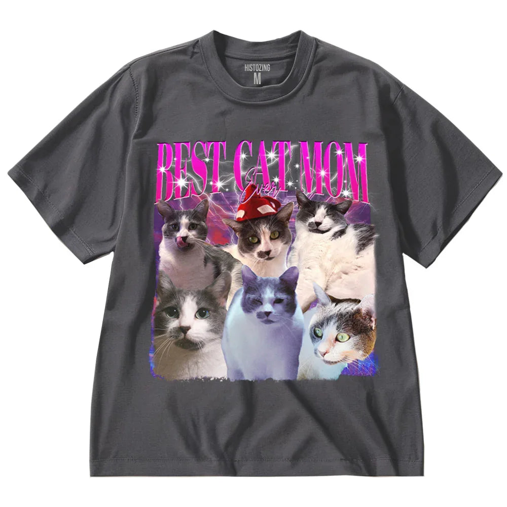 "Best Cat Mom Ever" Handcraft Tee - Histozing