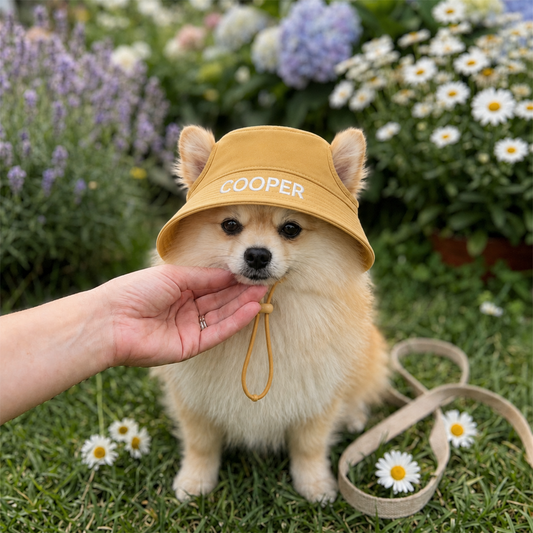 Embroidered Dog Bucket Hat with Ears
