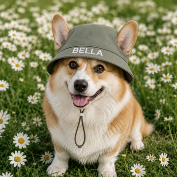 Embroidered Dog Bucket Hat with Ears