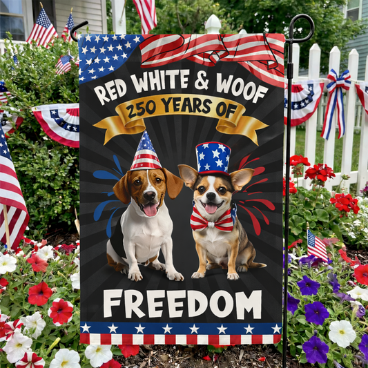 Red White & Woof Personalized Flag
