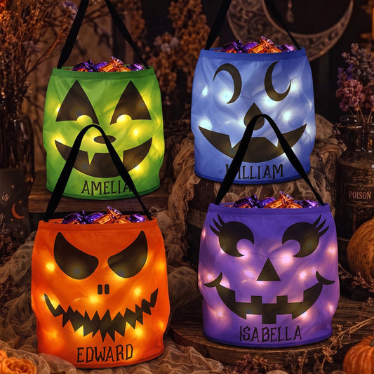 "Scary Face" LED Light Bucket Bag - Handcraft Halloween Gifts For Kids