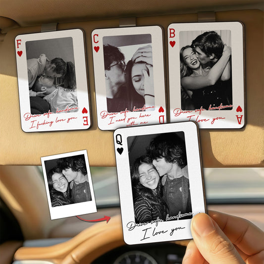 King & Queen  Wooden Photo Car Visor Clip