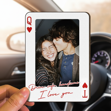 King & Queen  Wooden Photo Car Visor Clip