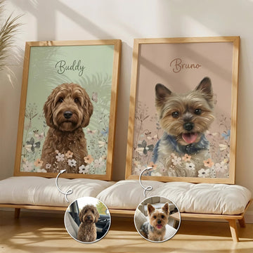 Pet Portrait Floral Poster