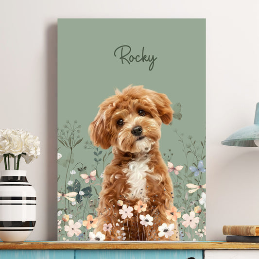 Pet Portrait Floral Poster