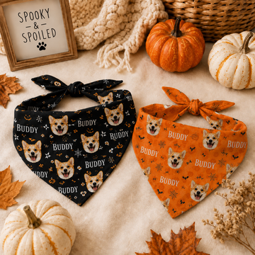 Halloween Dog Face Handcraft Bandana