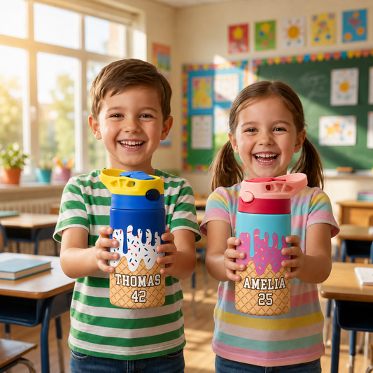 "Ice Cream" Custom Kids Insulated Water Bottle