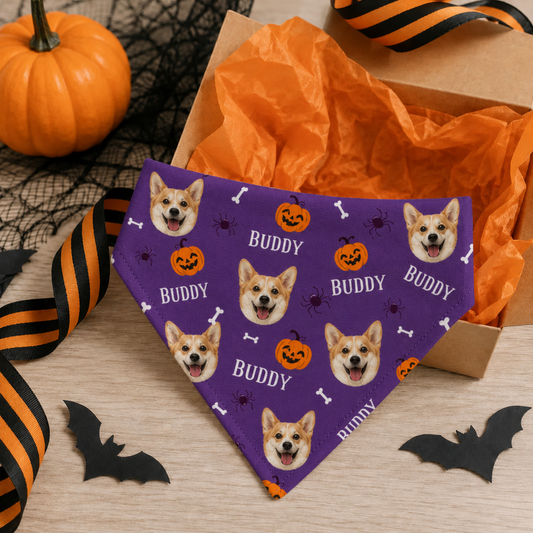Halloween Dog Face Handcraft Bandana