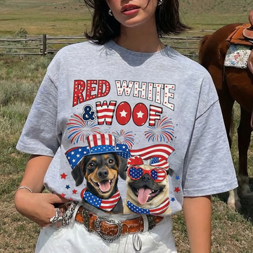 "RED WHITE & WOOF" Handcraft Tee