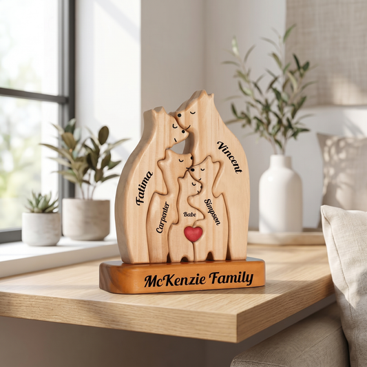 Bear Shaped Wood Puzzle with Custom Name