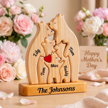 Bear Shaped Wood Puzzle with Custom Name