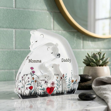 Hugging Bear Family Floral Version - Acrylic Bear Family Puzzle